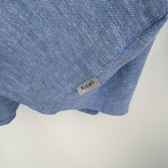 Orvis Women's Blue Linen Blend Button-Up Shirt XXL Long Sleeve Classic Fit - Picture 5 of 7